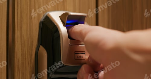 Preview: Man use of fingerprint door lock