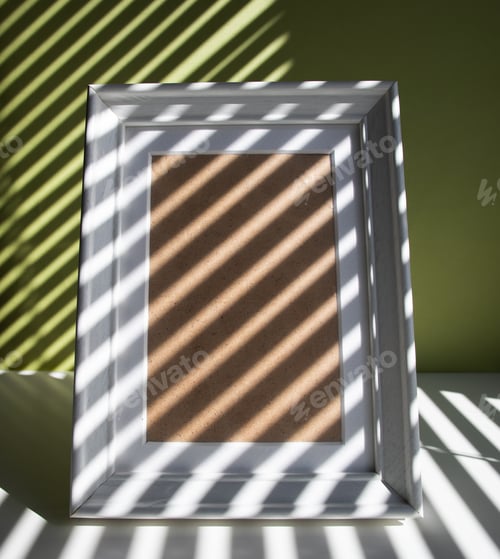 Preview: product mock up with white frame with space for text and white vase