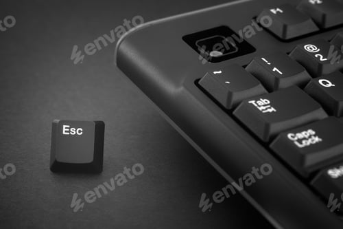 Preview: Escape key escapes from a black computer keyboard