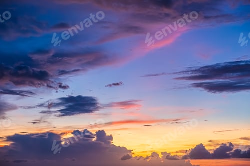 Preview: Beautiful evening sky with clouds, sunset.