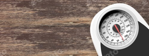 Preview: Bathroom scale on an old wooden floor background. Copyspace for text. 3d illustration