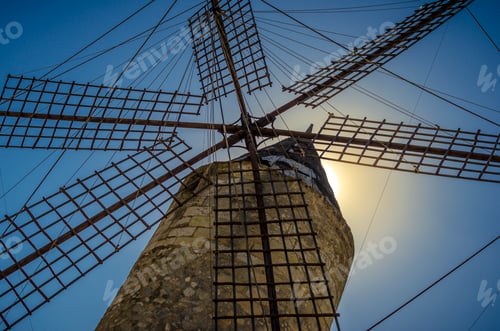 Preview: Spain, Mallorca, Manacor, wind mill against the sun
