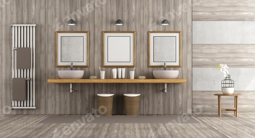 Preview: Minimalist wooden and concrete bathroom