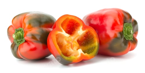 Preview: Bell peppers isolated on white background closeup