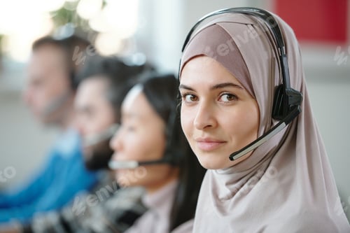 Preview: Portrait of beautiful contact center agent