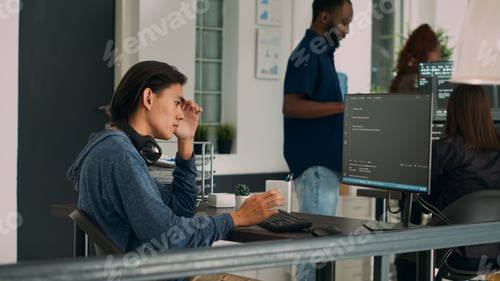 Preview: System engineer working with html script on terminal window