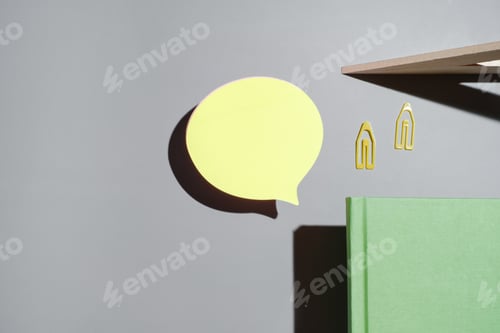 Preview: Notepad, yellow sticker and office supplies