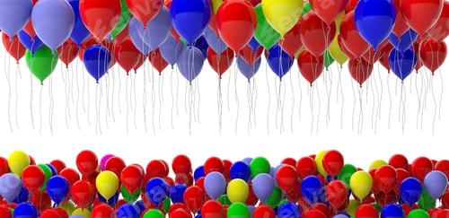Preview: Colorful balloons on white background. 3d illustration