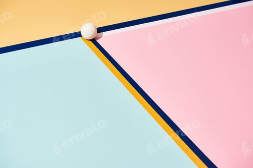 Preview: Ping pong ball with shadow on colorful background with lines