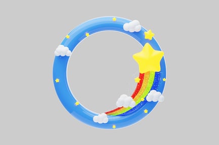 Preview: Cartoon sky rainbow adventure frame