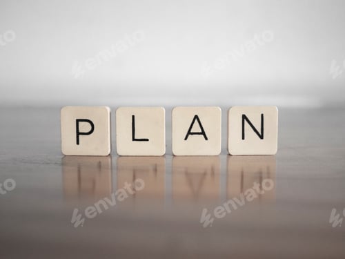 Preview: Close up of the word PLAN composed with scrabble letters