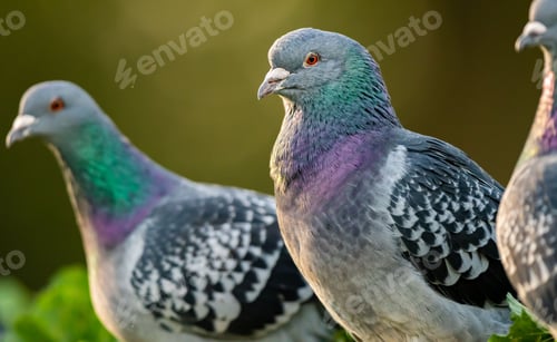 Preview: Closeup of pigeons on blurred background