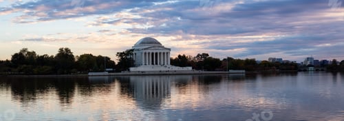 Preview: Panoramic view of Thomas Jefferson Memorial during a cloudy sunset