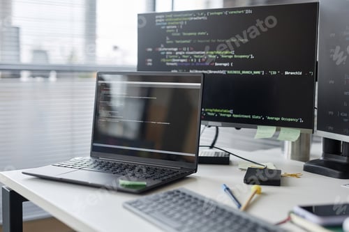 Preview: Workplace of developer in office