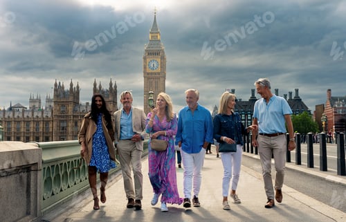 Preview: Senior group old buddies reunion in London