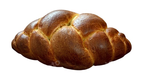 Preview: Easter greek tsoureki braid, round sweet bread brioche isolated on white transparent