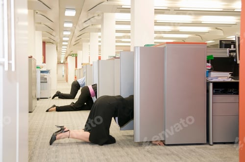 Preview: Business folk searching store cupboards
