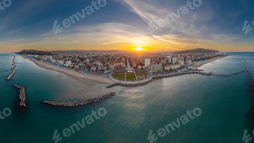 Preview: Aerial view of Rimini at night in the Christmas period