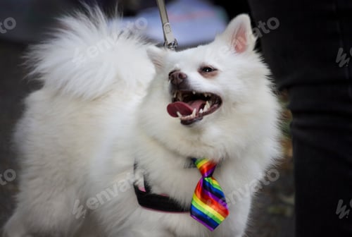 Preview: Cute white dog in pride style
