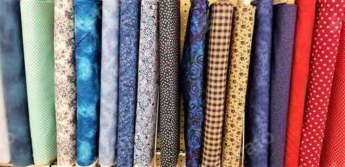 Preview: Colorful Rolls of Fabric with Many Patterns