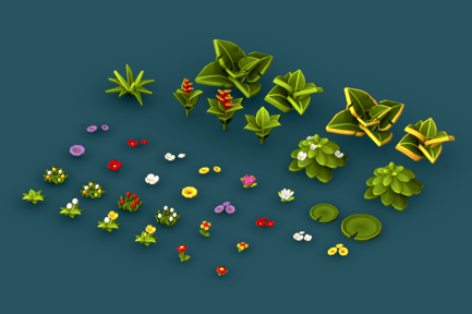 Visualização: Conjunto de plantas na selva 2 - Cube World