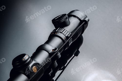 Preview: Black rifle optical sight on black background
