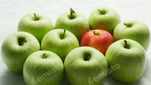 Preview: Green apples with red in heap