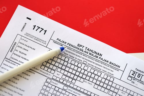 Preview: Indonesian tax form 1771 corporate taxpayers annual income tax return with pen