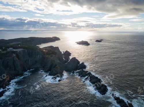 Preview: Aerial view of a rocky Atlantic Ocean Coast. Newfoundland, Canada