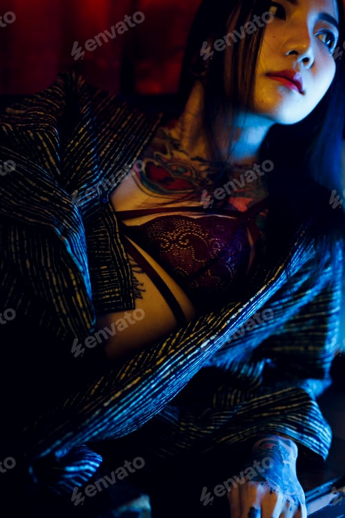 Preview: Tattoo Seductive Sexy Teen Girl Vogue Youth Concept