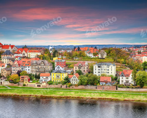 Preview: Amazing view on cityscape of Meissen town on the River Elbe.