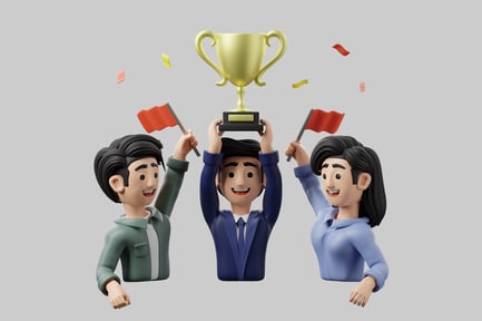 Preview: Three People Celebrating with a Trophy