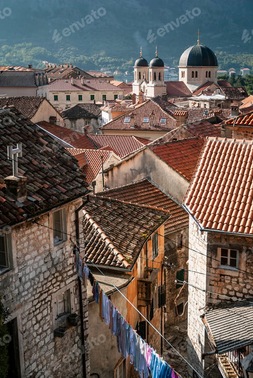 Preview: old town houses view of kotor in montenegro