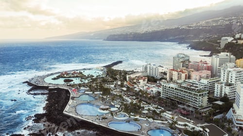 Preview: Aerial drone view of Puerto de la Cruz in Tenerife, Canary Islands