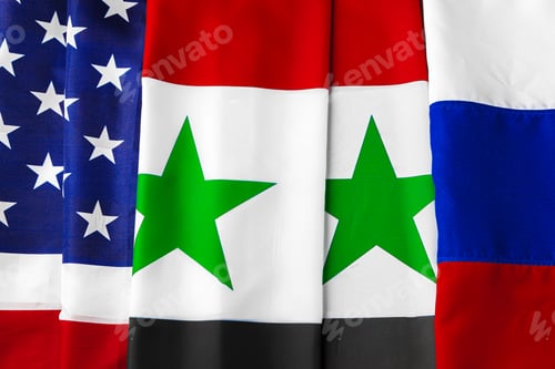 Preview: Flags of USA, Syria and Russia together