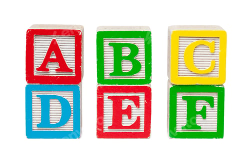 Preview: Wooden alphabet blocks isolated on white background
