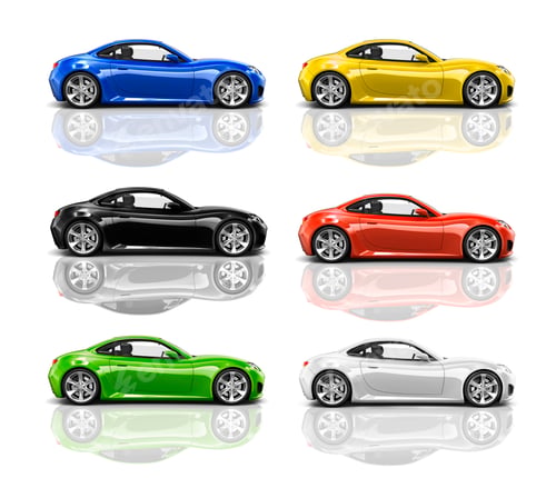 Preview: Collection of Multicolored 3D Modern Cars