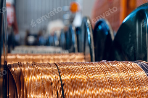 Preview: Production of copper wire, cable in reels at factory. Cable factory
