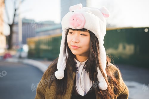 Preview: young beautiful asian hipster woman