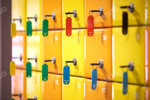 Preview: Colored lockers in a sports complex