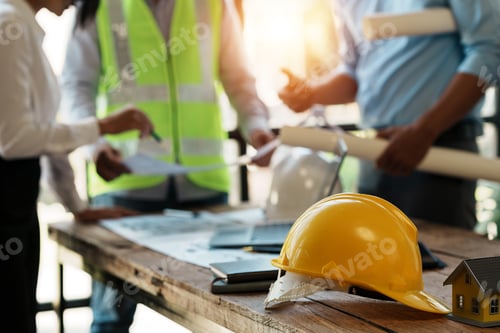 Preview: Architect or engineer are designing house, modifying plan, creating construction project and additio