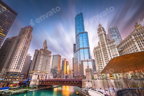 Preview: Chicago, Illinois, USA cityscape on the river
