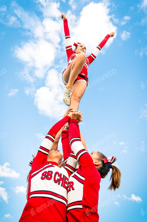 Preview: Cheerleaders team at competition outdoors