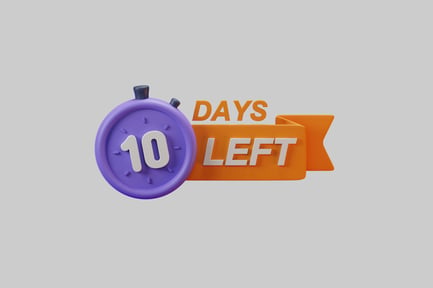 Preview: Stopwatch and ribbon with "10 days left" text