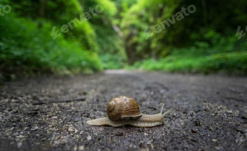 Preview: Closeup shot of a snail walking on the ground