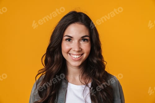 Preview: Cheerful beautiful girl posing and smiling on camera