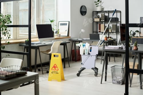 Preview: Cleaning Office Room With Detergents