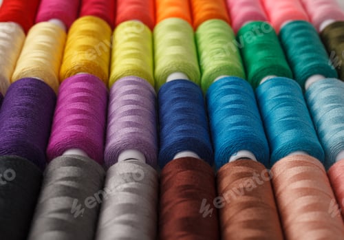 Preview: Set of colorful spools of thread