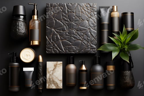 Preview: stone near mock up packaging for cosmetic and amenities