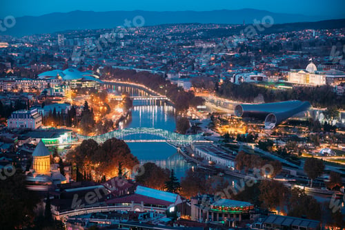 Preview: Tbilisi, Georgia. Aerial View Of Justice House, Bridge Of Peace,